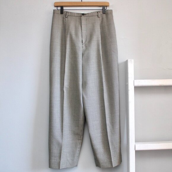 Pursuits ltd. Black & White Houndstooth High-Waisted Wool Trouser Pants Size 12 - Picture 1 of 6